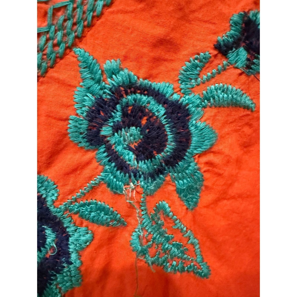 Wrangler Retro Orange and Blue‎ Embroidered Bell Sleeve Blouse Top S Western - Picture 6 of 8